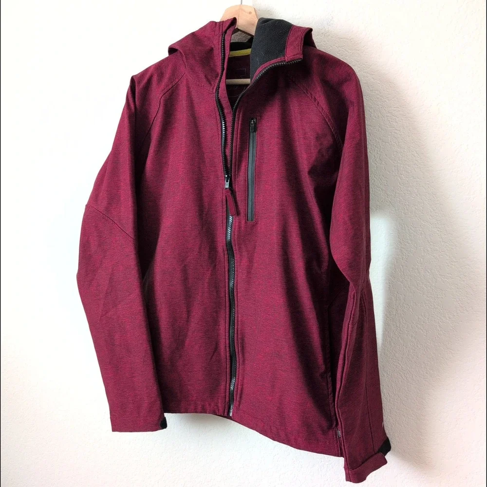 Burton Process Softshell‎ Jacket Mens Small Burgundy Red Full Zip Hoodie Coat